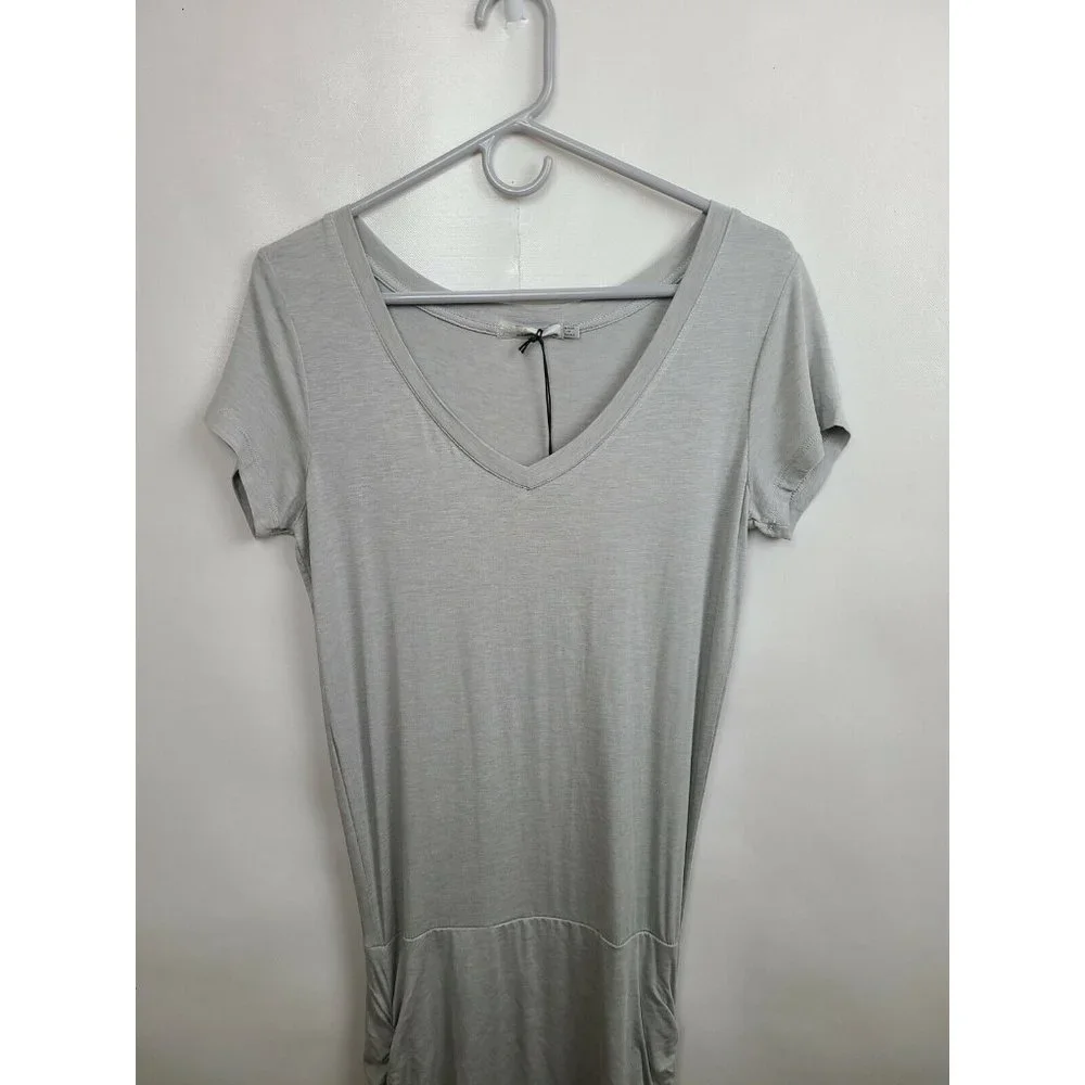 Prana Light Gray Ruched Fitted Jersey NEW Foundation Dress Size Small - Picture 4 of 8